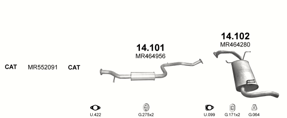 Auspuffanlage für MITSUBISHI SPACE STAR 1.3 (1.3i)