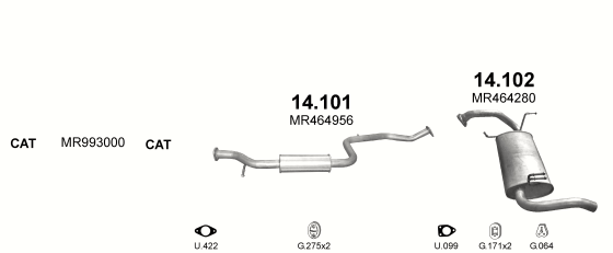 Auspuffanlage für MITSUBISHI SPACE STAR 1.8 (1.8i)