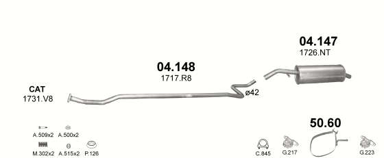 Auspuffanlage für CITROEN C3 1.1 (1.1i)