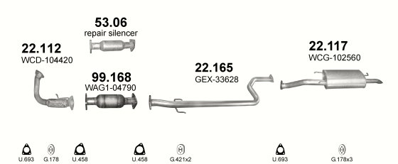 Auspuffanlage für ROVER 420 2.0 D (2.0 Turbo Diesel)