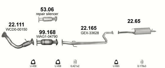 Auspuffanlage für ROVER MG ZS 2.0 D (2.0 Tdi Turbo Diesel)