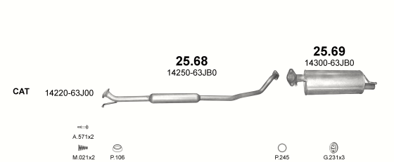 Auspuffanlage für SUZUKI SWIFT 1.3 D (1.3 Turbo Diesel)