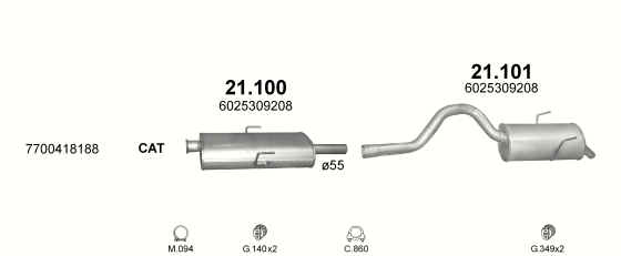 Auspuffanlage für RENAULT ESPACE III 3.0 (3.0i V6 SWB)