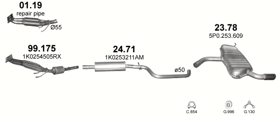 Auspuffanlage für SEAT LEON 1.6 (1.6i 16V)