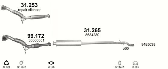 Auspuffanlage für VOLVO V70 II 2.5 D (2.5 TDi 20V)