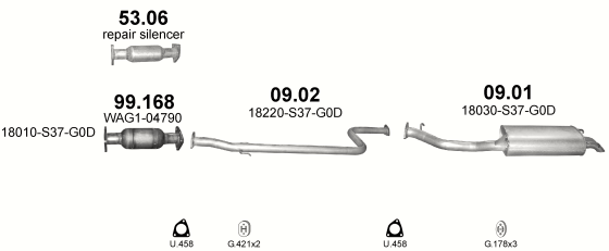 Auspuffanlage für HONDA ACCORD 2.0 D (2.0 TDi Turbo Diesel)