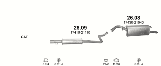 Auspuffanlage für TOYOTA YARIS VERSO 1.5 (1.5)