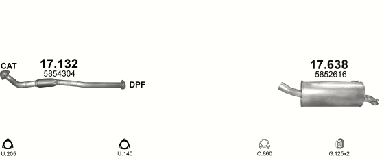 Auspuffanlage für OPEL ZAFIRA B 1.9 D (1.9 CDTi Turbo Diesel)