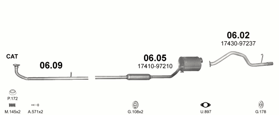 Auspuffanlage für DAIHATSU CUORE 1.0 (1.0 12V)