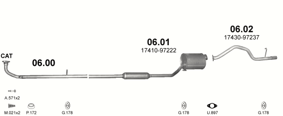 Auspuffanlage für DAIHATSU CUORE 1.0 (1.0 12V)