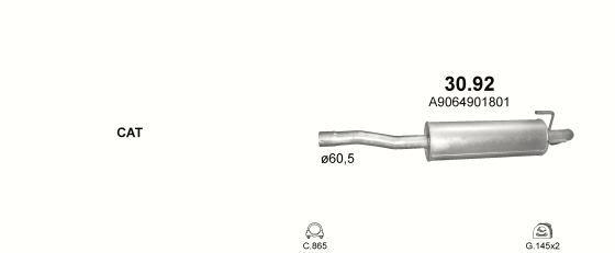 Auspuffanlage für MERCEDES SPRINTER II 2.2 D (W906 209/211/213/215/309 CDi)