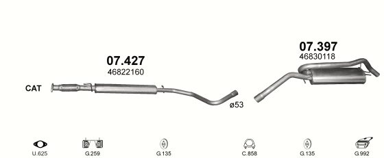 Auspuffanlage für FIAT STILO 1.8 (1.8 16V)