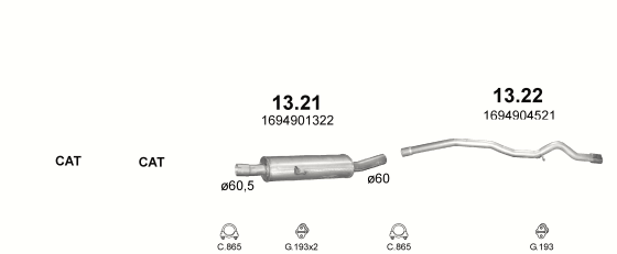 Auspuffanlage für MERCEDES B200 - W245 2.0 D (2.0 CDi Turbo Diesel)