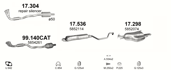 Auspuffanlage für OPEL ZAFIRA A 1.8 (1.8i 16V)