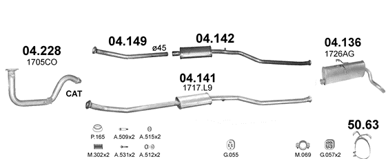 Auspuffanlage für PEUGEOT PARTNER 1.4 (1.4i)